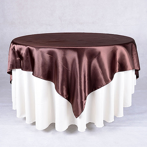90 Inch x 90 Inch Brown 90 x 90 Satin Table Overlays FuzzyFabric - Wholesale Ribbons, Tulle Fabric, Wreath Deco Mesh Supplies