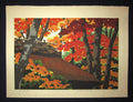 A Great Large Orig Japanese Woodblock Print Pencil Sign Limited# Masao Ido Kyoto Sentiment Red Maple Autumn