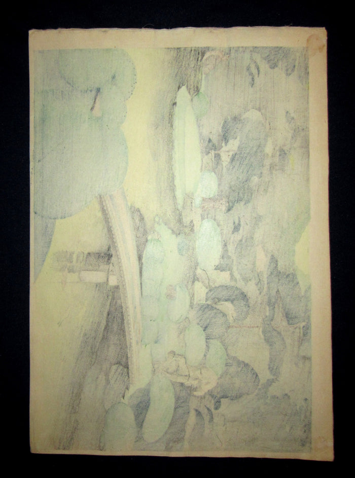 A Great Orig Japanese Woodblock Print Ohno Bafuku Shoren-in Garden Kyoto Printmaker 1950 ORIGINAL EDITION (5)