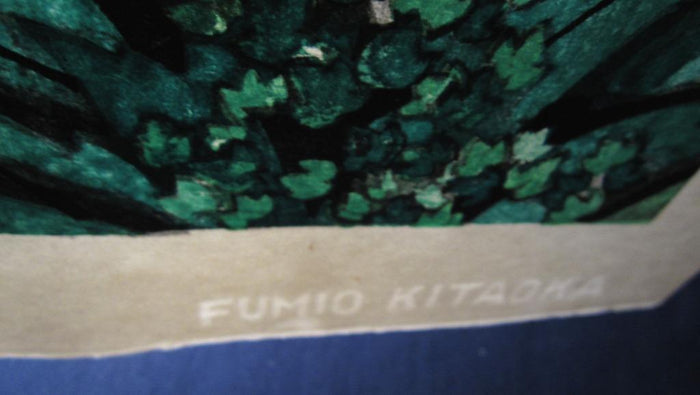 A Huge Orig Japanese Woodblock Print Kitaoka Fumio Atlanta Swan House Water Marks 1980s