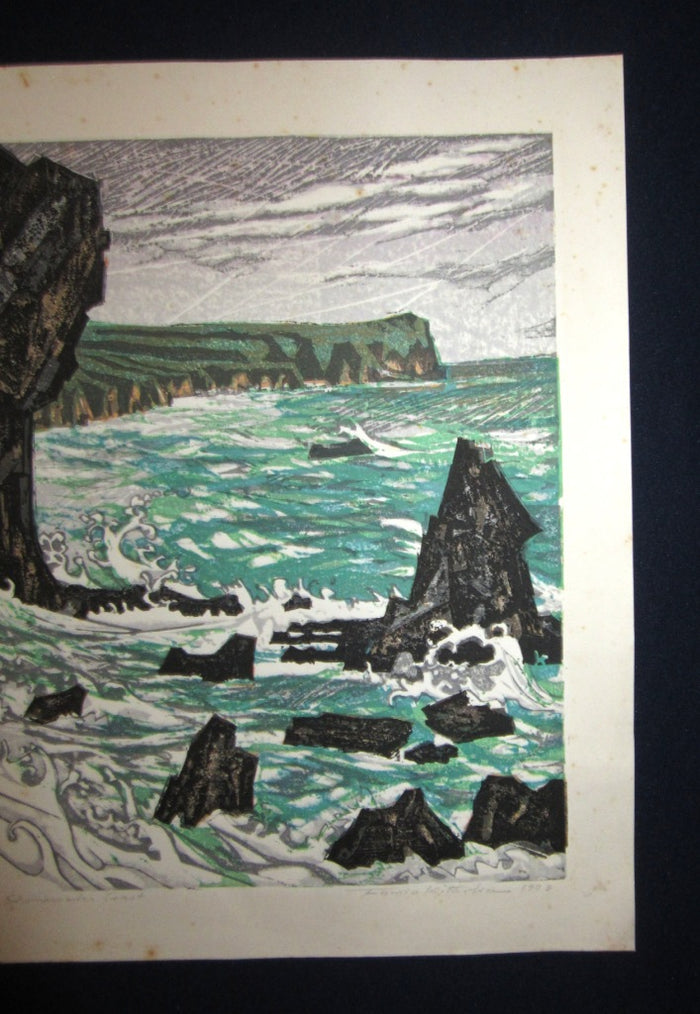 A Huge Orig Japanese Woodblock Print Kitaoka Fumio PENCIL Sign Limit# Shimanami Coast