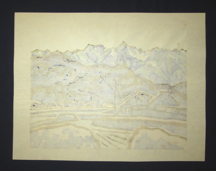 A Huge Orig Japanese Woodblock Print LIMIT# Miyata Saburo Shinshu Nagano Prefecture Twenty Sceneries (23)