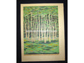This is a HUGE very beautiful, special and LIMITED-NUMBER (101/200) original Japanese woodblock print “Green Trees B” Pencil-Signed by the famous Showa Shin Hanga woodblock print master Fujita Fumio (1933-) made in 1977 IN EXCELLENT CONDITION.