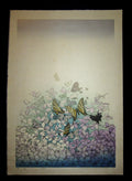 This is a Huge very beautiful and special original Japanese woodblock “Don’t Waste Spring” PENCIL SIGNED by the famous Shin-Hanga artist Chizuko Yoshida (1924-) made in 1986.