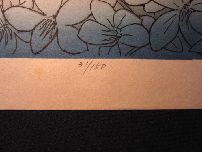 A Huge Original Japanese Woodblock Print PENCIL SIGN Chizuko Yoshida Don’t Waste Spring