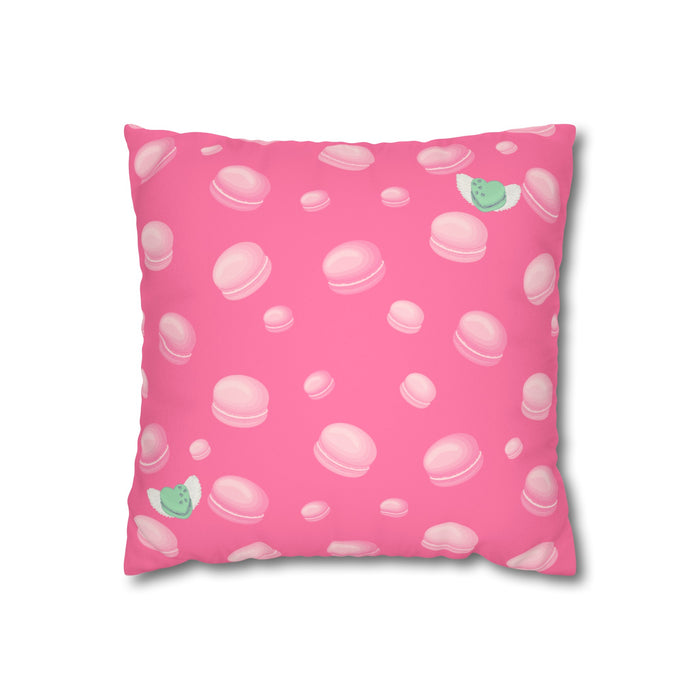 All you need is love and macarons in pink Faux Suede Square Pillowcase