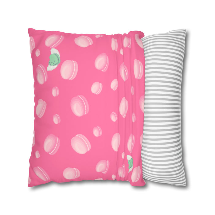 All you need is love and macarons in pink Faux Suede Square Pillowcase
