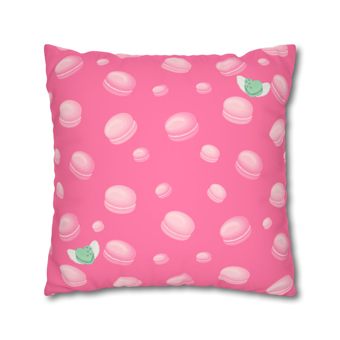 All you need is love and macarons in pink Faux Suede Square Pillowcase