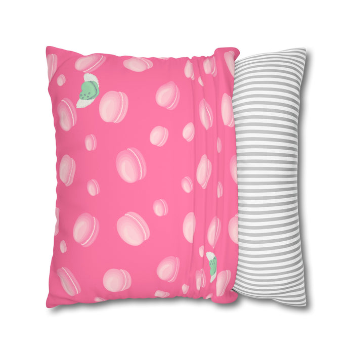 All you need is love and macarons in pink Faux Suede Square Pillowcase