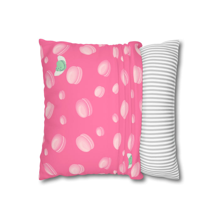 All you need is love and macarons in pink Faux Suede Square Pillowcase