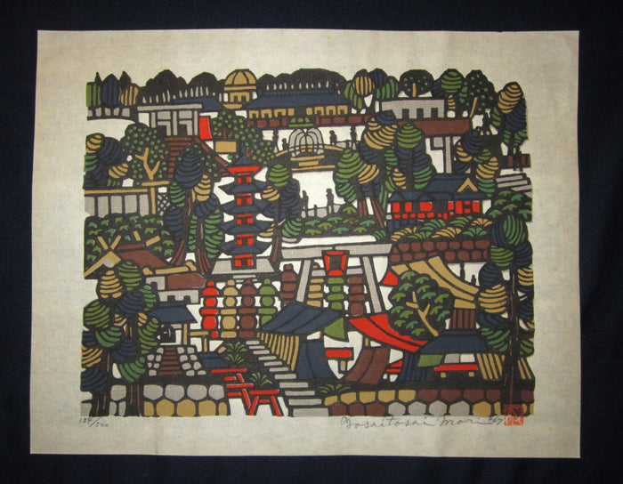 An Extra Large Orig Japanese Woodblock Print Mori Yoshitoshi Limit# Pencil Sign Market Place 1967 (2)