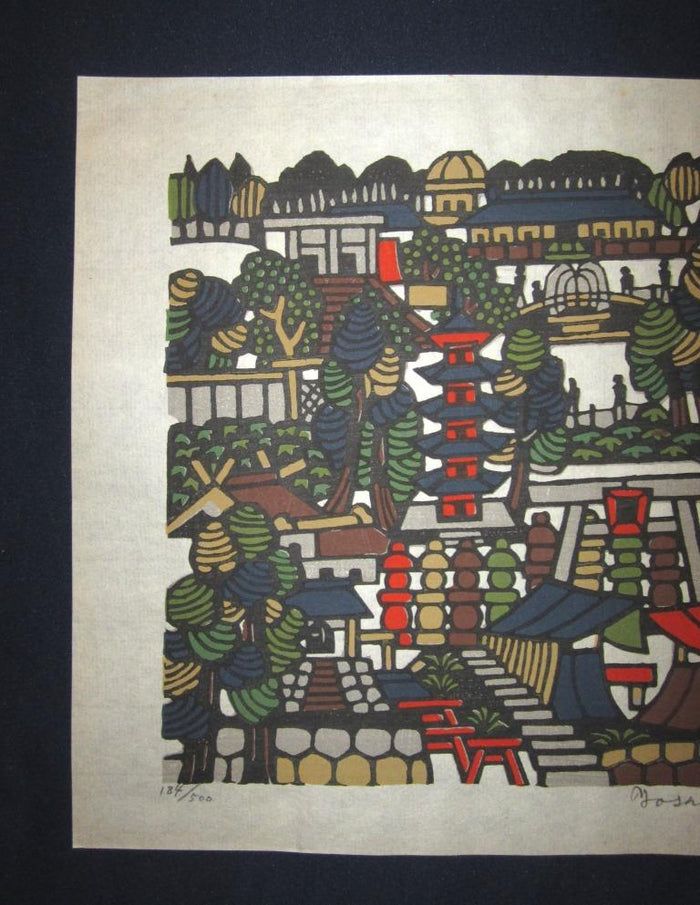 An Extra Large Orig Japanese Woodblock Print Mori Yoshitoshi Limit# Pencil Sign Market Place 1967 (2)