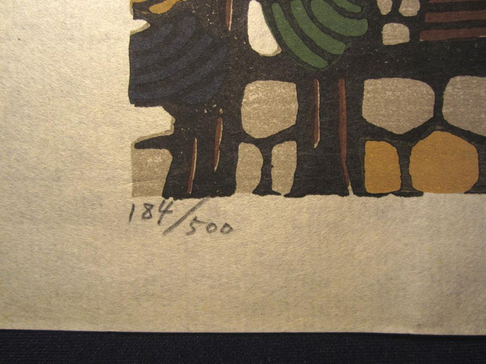 An Extra Large Orig Japanese Woodblock Print Mori Yoshitoshi Limit# Pencil Sign Market Place 1967 (2)