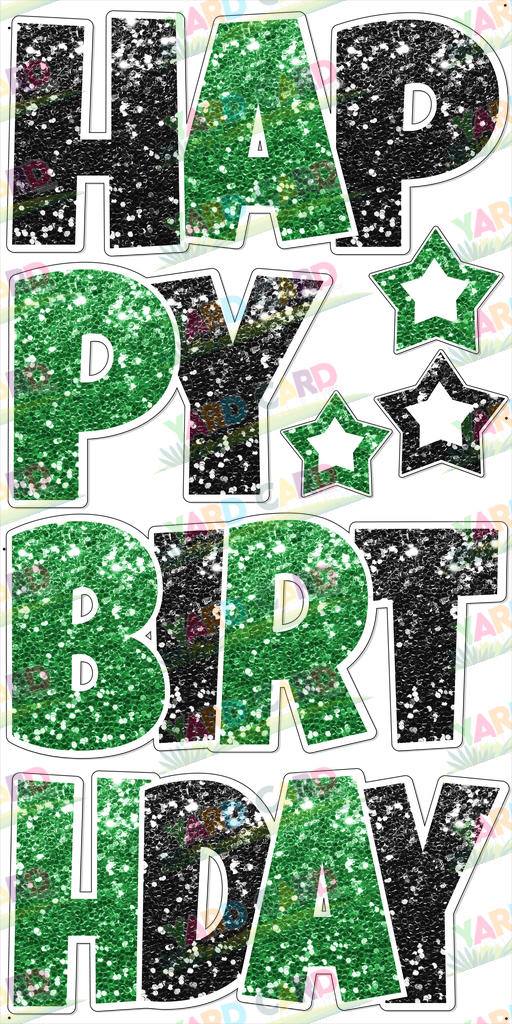 Black/Green Super Chunk Glitter - 23in HBD "EZ Set" Lucky Guy