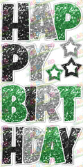 Black/Green/Silver Super Chunk Glitter - 23in HBD "EZ Set" Lucky Guy