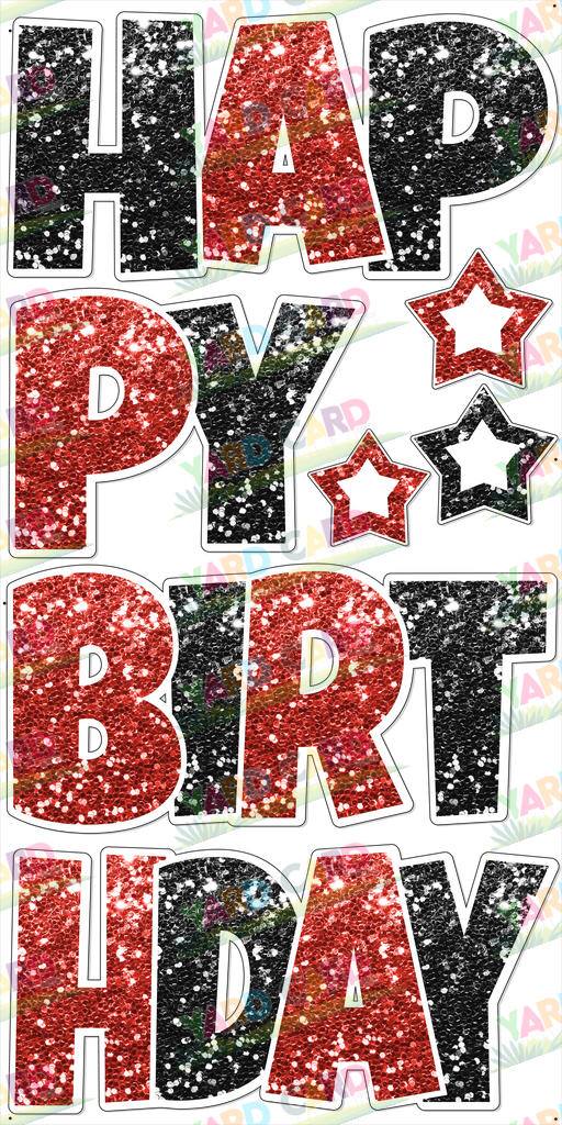 Black/Red Super Chunk Glitter - 23in HBD "EZ Set" Lucky Guy