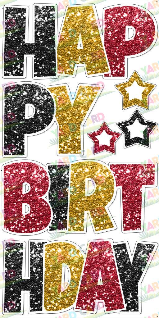 Black/Red/Gold Super Chunk Glitter - 23in HBD "EZ Set" Lucky Guy