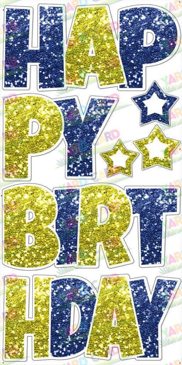 Blue/Gold Super Chunk Glitter - 23in HBD "EZ Set" Lucky Guy