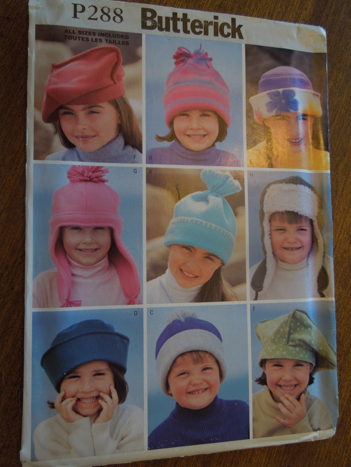 Butterick P 288, eight hats, caps, UNCUT sewing pattern