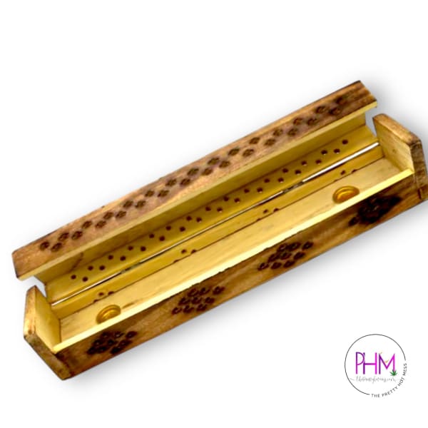 Celestial Phases Wooden Coffin Box 🌙 - Incense Burner