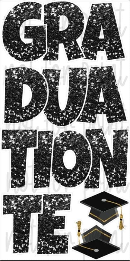 Chunky Glitter Black Graduate / Graduation “EZ Set”- 23in Lucky Guy