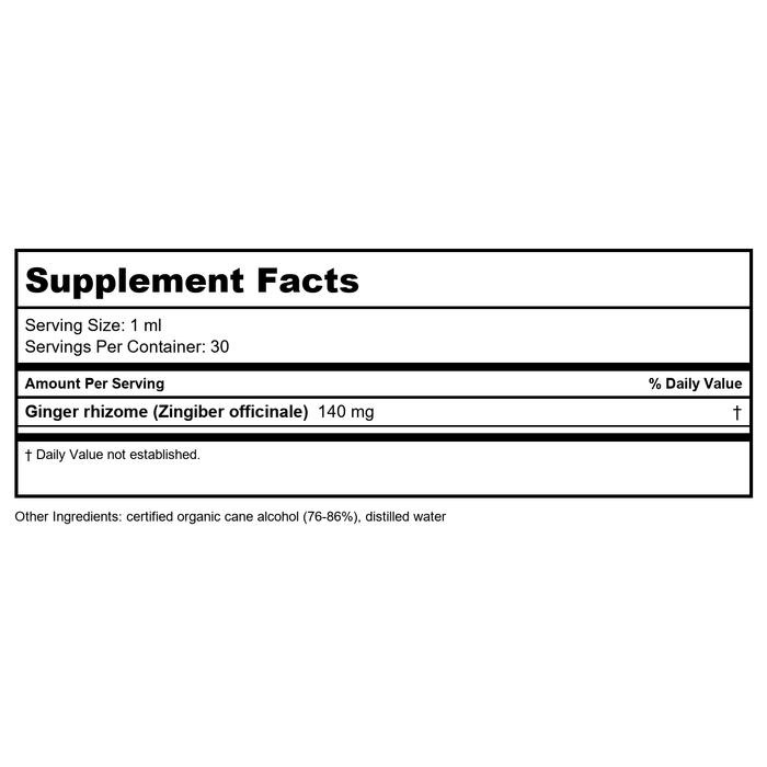 Herb Pharm Ginger 1oz - Supplement Facts panel