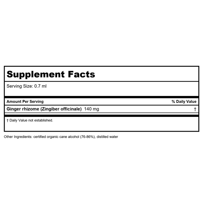 Herb Pharm Ginger 4oz - Supplement Facts panel