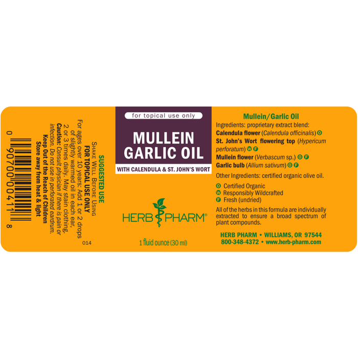Herb Pharm Mullein Garlic Oil 1oz - The Oasis of Health