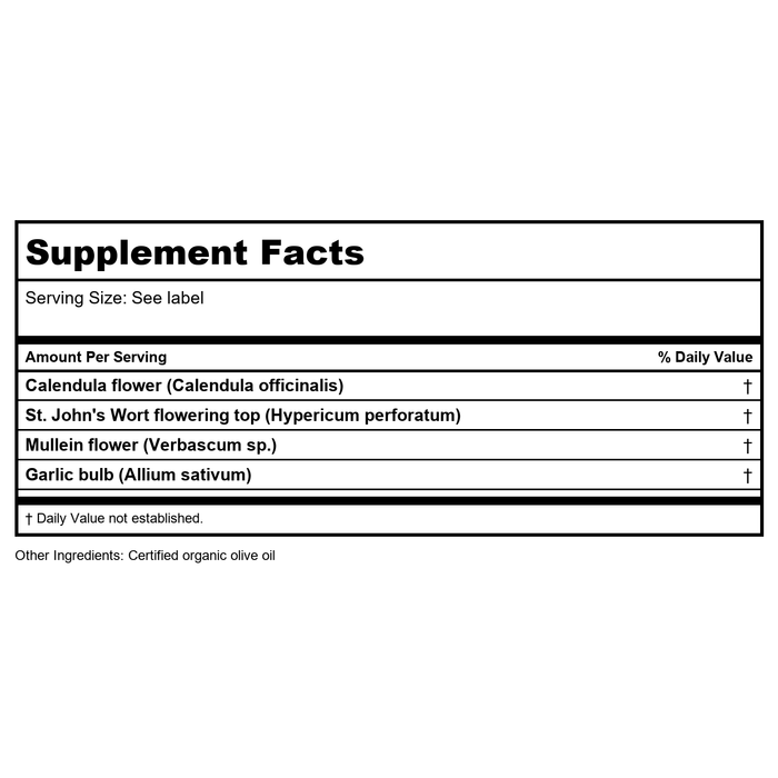 Herb Pharm Mullein Garlic Oil 1oz - Supplement Facts panel