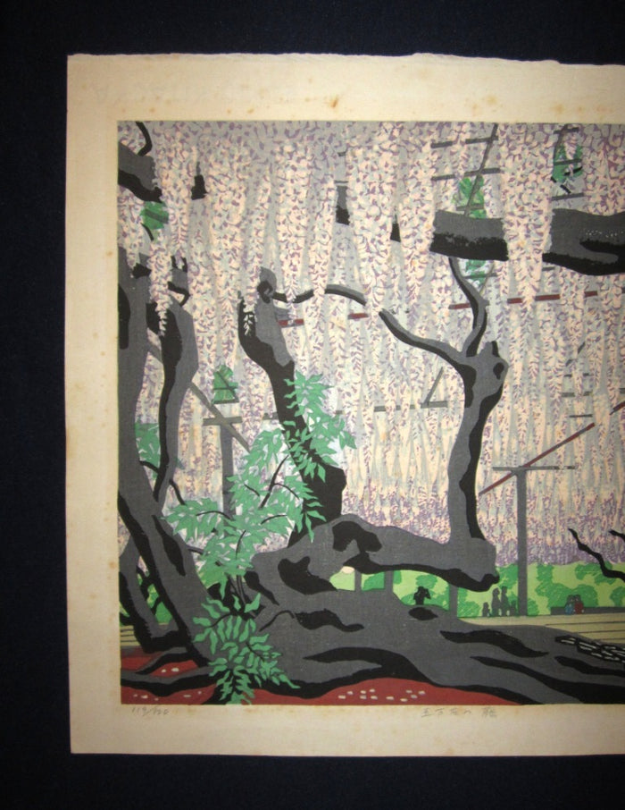 Huge Orig Japanese Woodblock Print Kitaoka Fumio PENCIL Sign Limit# Gomangoku Vine