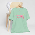 I don’t do small talk in pink retro Unisex Jersey Short Sleeve Tee