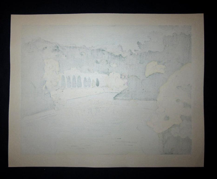 Large Orig Japanese Woodblock Print Kitaoka Fumio PENCIL Sign Limit# Early Autumn at Matsuyama Castle