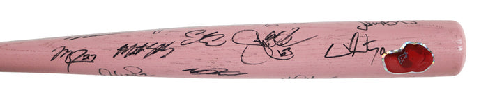 Los Angeles Angels 2014 Team Signed Autographed Youth Pink Baseball Bat Authenticated Ink COA - Mike Trout