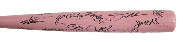 Los Angeles Angels 2014 Team Signed Autographed Youth Pink Baseball Bat Authenticated Ink COA - Mike Trout