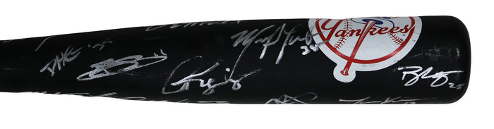 New York Yankees 2014 Team Signed Autographed Youth Black Baseball Bat Authenticated Ink COA