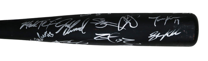 New York Yankees 2014 Team Signed Autographed Youth Black Baseball Bat Authenticated Ink COA