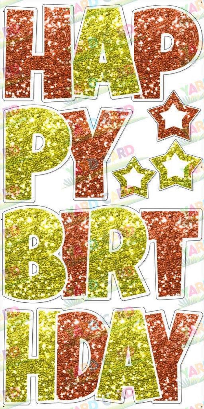 Orange/Gold Super Chunk Glitter - 23in HBD "EZ Set" Lucky Guy