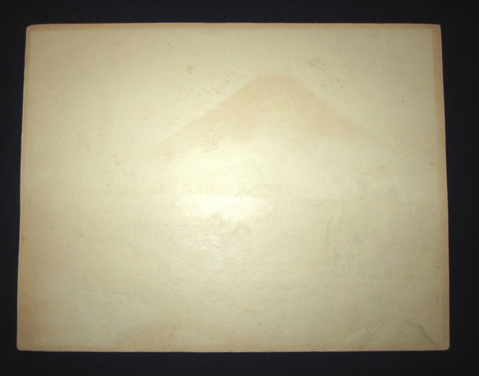 Orig Japanese Woodblock Print Jokata Kaiseki View of Mt. Fuji from Sano Village 1929