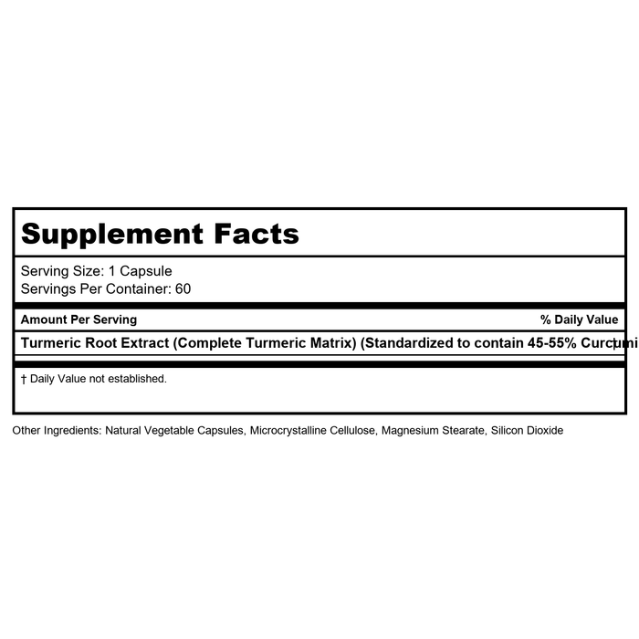 Ortho Molecular Turiva 60 Capsules - Supplement Facts panel