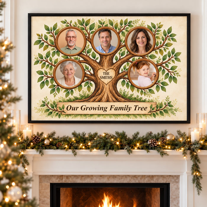 Our Growing Family Tree - Personalized Canvas, Grandparents Family Tree Multi-Photo