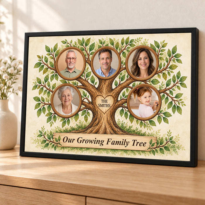Our Growing Family Tree - Personalized Canvas, Grandparents Family Tree Multi-Photo