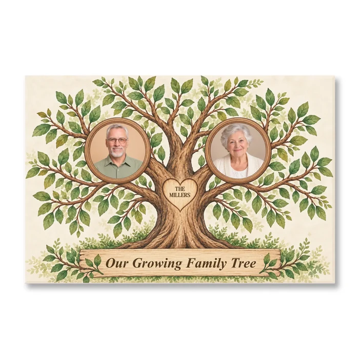 Our Growing Family Tree - Personalized Canvas, Grandparents Family Tree Multi-Photo - 3