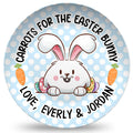 Personalized Carrots For The Easter Bunny Plate - Blue Polka Dots