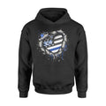 Apparel S / Black Personalized Shirt - Ripped Torn Thin Blue Line Flag Heart - DSAPP