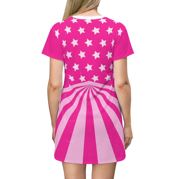 Pink Stars and Stripes Forever T-Shirt Dress