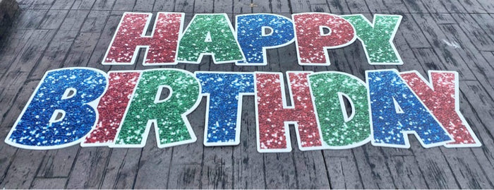 Red/Green/Blue Super Chunk Glitter - 23in HBD "EZ Set" Lucky Guy