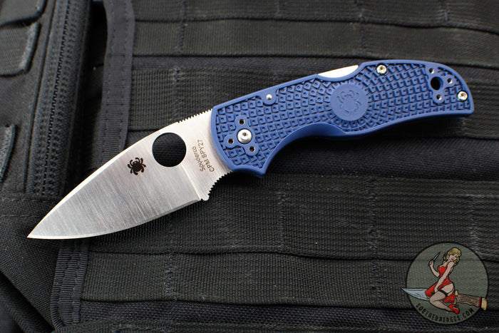 Spyderco Native 5 Blue Handle Satin SPY27 Flat Ground Lockback Knife C41PCBL5