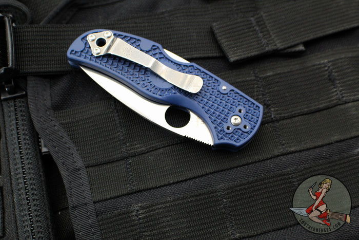 Spyderco Native 5 Blue Handle Satin SPY27 Flat Ground Lockback Knife C41PCBL5